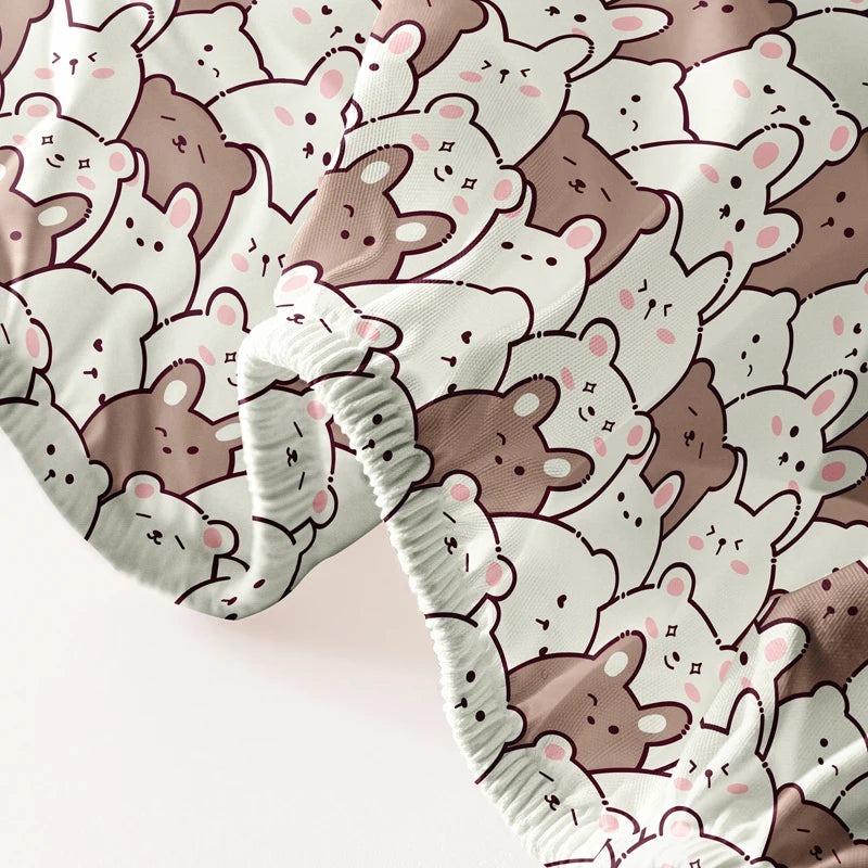 1 Piece of M-bear Pattern Frosted Bedsheet, Bedroom Printed Bedspread, Bedding (Excluding Pillowcases)