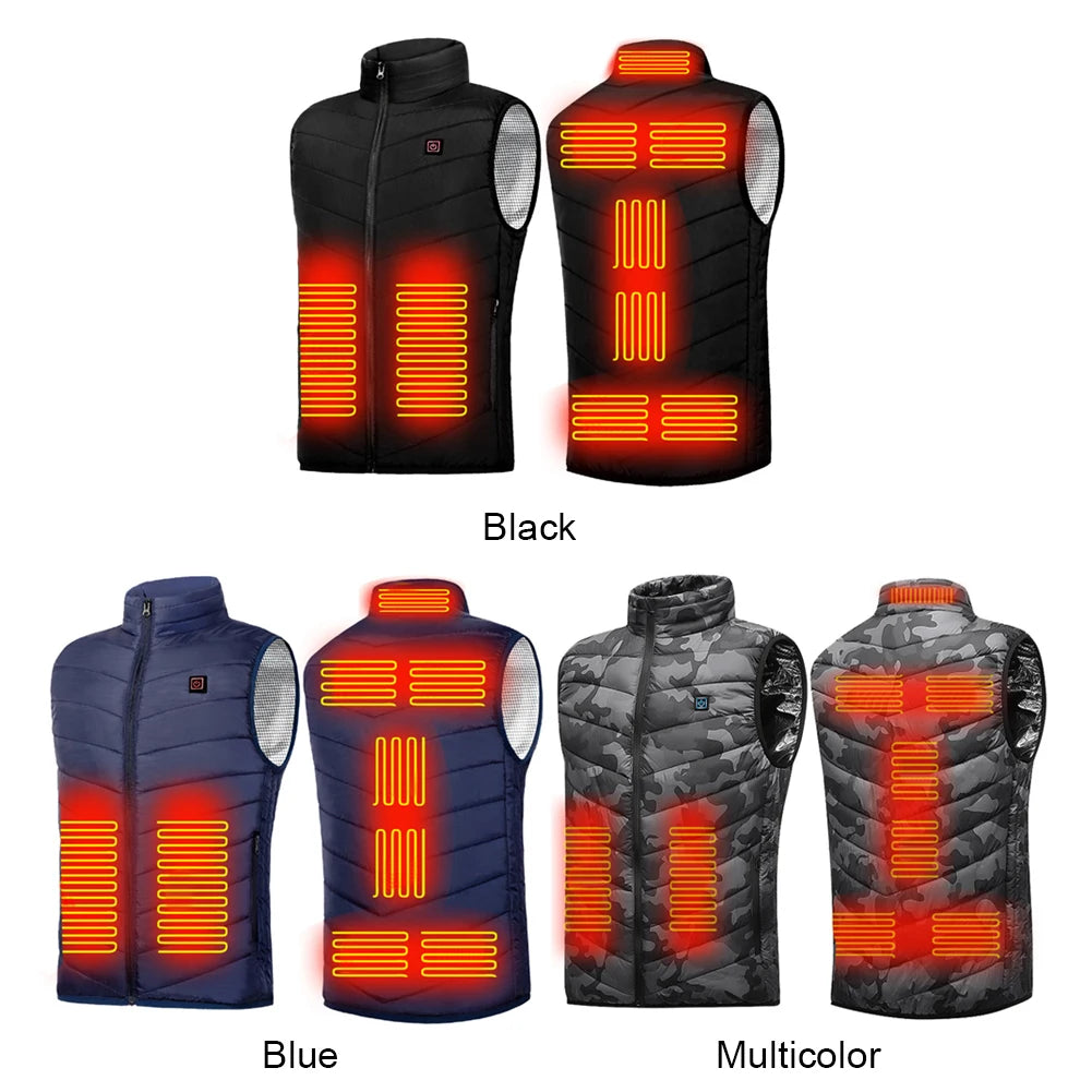 9 Heated Vest Zones Electric Heated Jackets Men Women Sportswear Heated Coat Windproof Heat Coat USB Heating Jacket For Camping