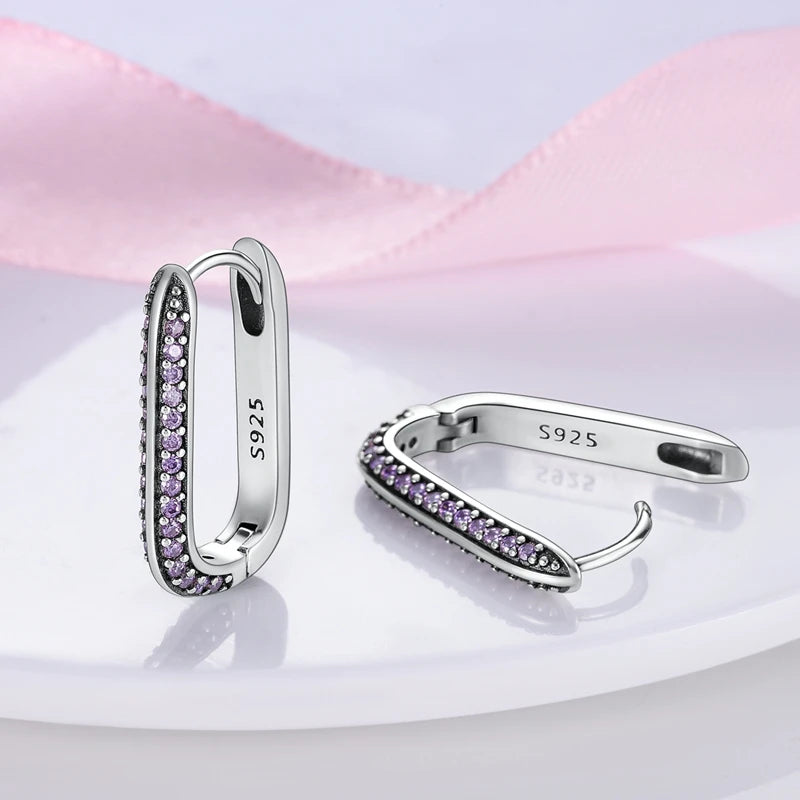 2024 NEUE 925 Sterling Silber rechteckige Creolen Intarsien Zirkon Goldene Ohrringe Für Frauen Hochzeit Geschenk Luxus Schmuck
