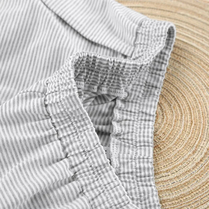Women's Stripe Pajamas Set Short Sleeve T-Shirt And Shorts Sleepwear 2 Piece Set For Women Home Casual Loose Round Neck Pajamas
