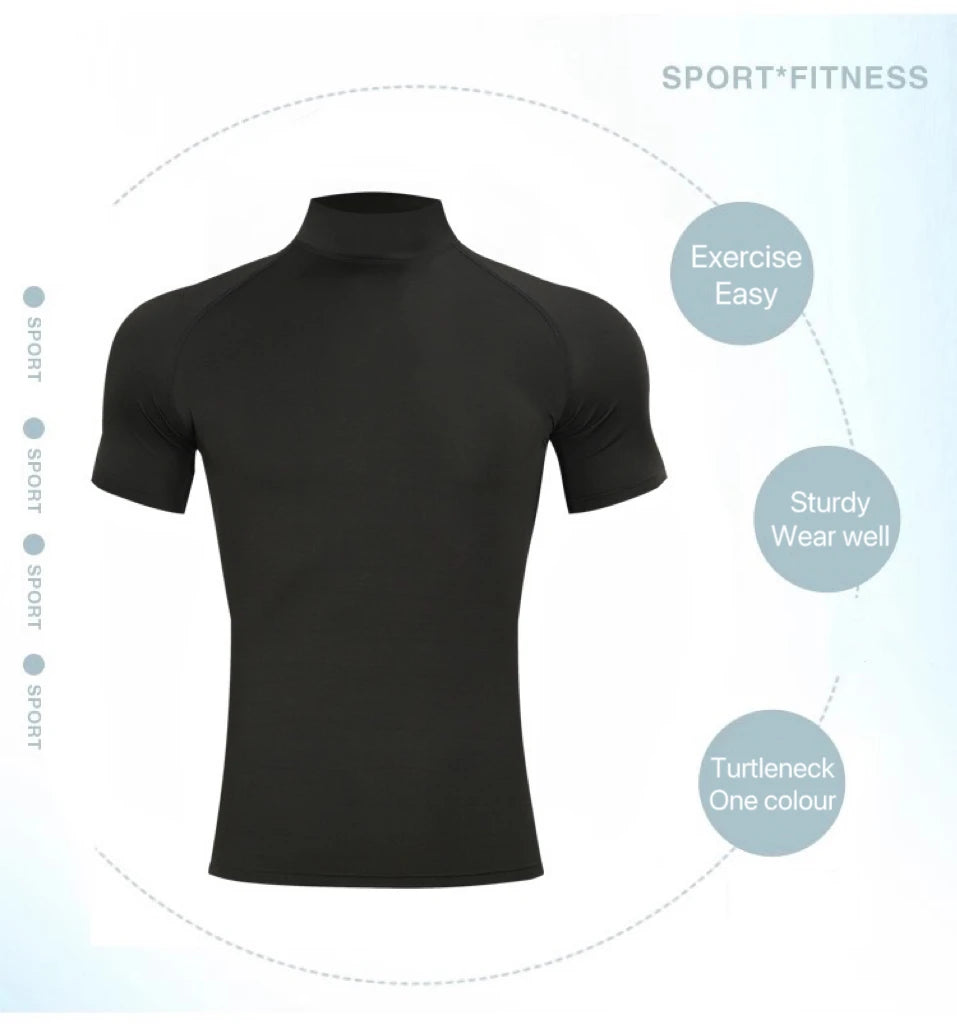 1pcs Men T-Shirts Running Shirt Boys Basketball Shirts Men's Jersey Sportswear Mens Jogging Quick Dry Mock Neck Fitness Tops