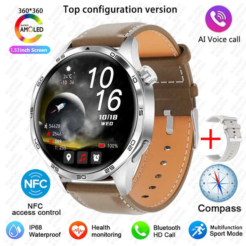 GT5 PRO Smart Watch Men Watch 5 Pro AMOLED HD Screen Bluetooth Call GPS Trajectory NFC Heart Rate Compass SmartWatches 2025 New