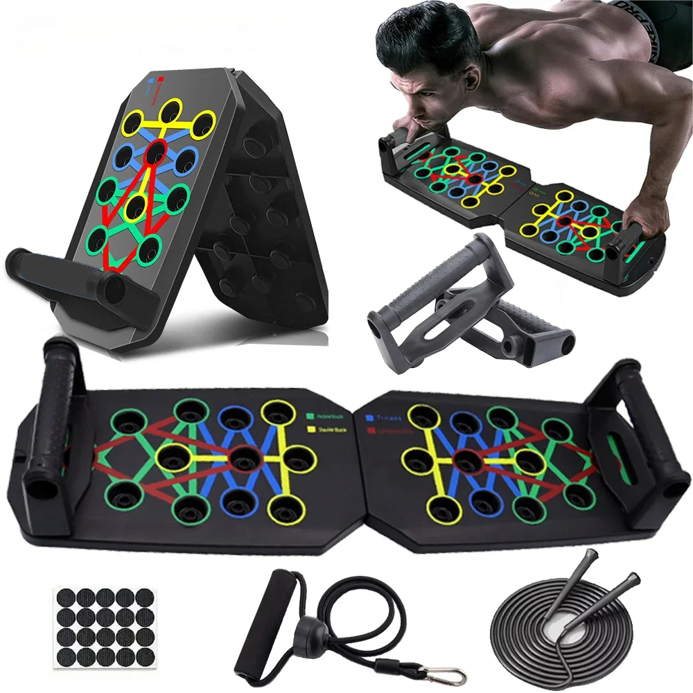 Portable Multifunctional Push-up Board Set With Handles Foldable Fitness Equipment For Chest Abdomen Arms And Back Training