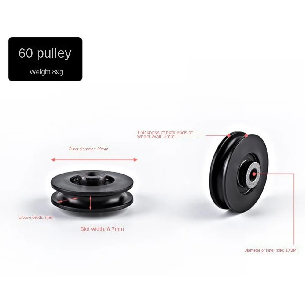 Fitness Equipment Parts Pulley Wheel Black Cable Machine Part Nylon Pulley Light Weight Good Wear Resistance Nylon Bearing