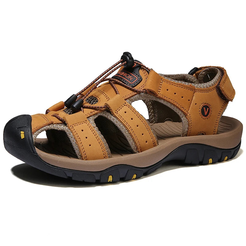 Sommer Herren Sandalen Leder Herren Freizeitschuhe Atmungsaktive Outdoor Sandalen für Männer Strandschuhe Hausschuhe Mode Römersandalen