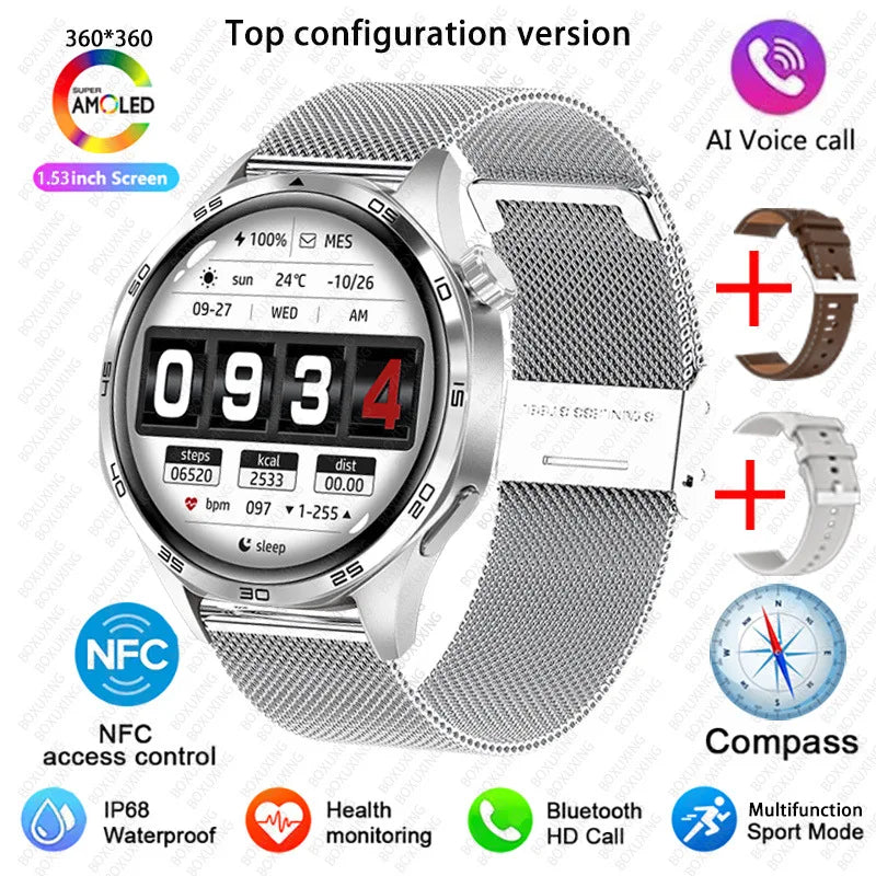 GT5 PRO Smart Watch Men Watch 5 Pro AMOLED HD Screen Bluetooth Call GPS Trajectory NFC Heart Rate Compass SmartWatches 2025 New