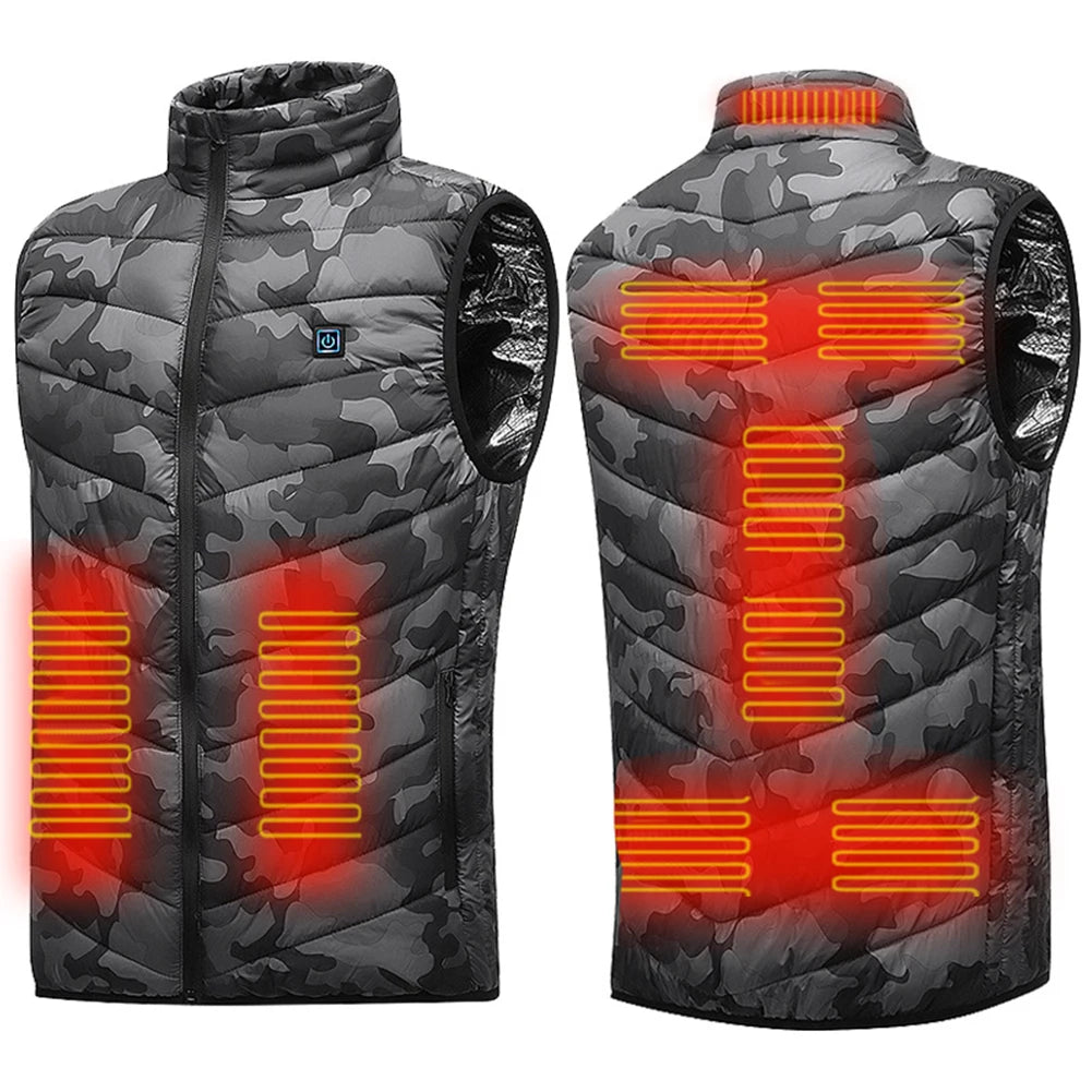 9 Heated Vest Zones Electric Heated Jackets Men Women Sportswear Heated Coat Windproof Heat Coat USB Heating Jacket For Camping