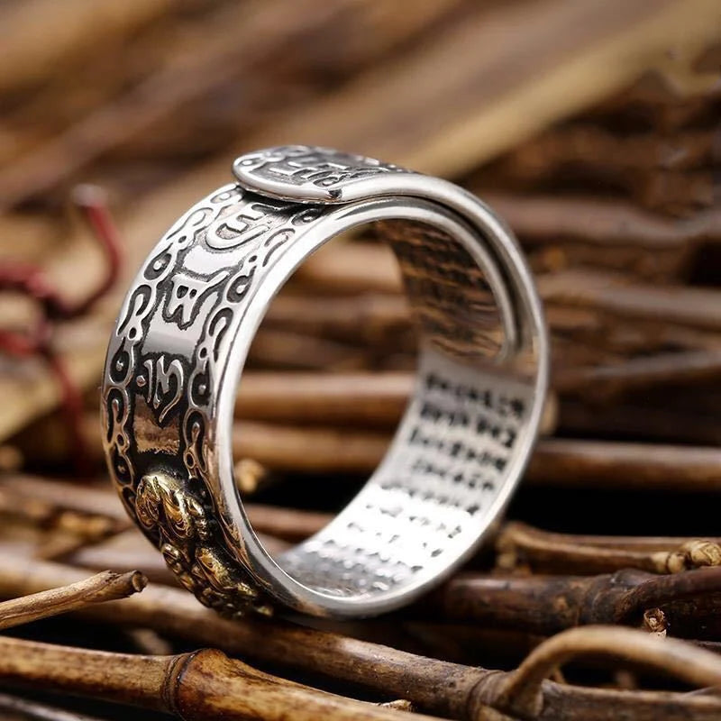 Chinesischer Feng Shui Pixiu-Ring, versilberte Kupfermünzen, verstellbare Ringe für Frauen und Männer, Amulett, Reichtum, Glücksschmuck, Geburtstagsgeschenk