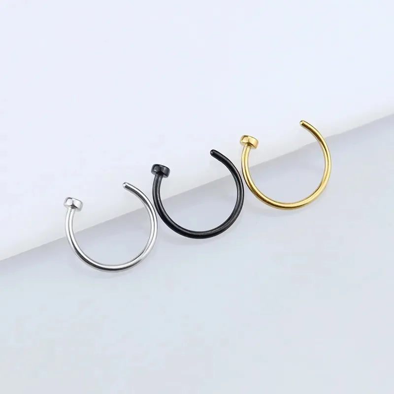 2/6 Stück Fake-Nasenringe für Damen, 316L Edelstahl Lippenringe Labret-Ring Nasenloch Hoop Piercing Ohrstecker Nasenpiercing Schmuck