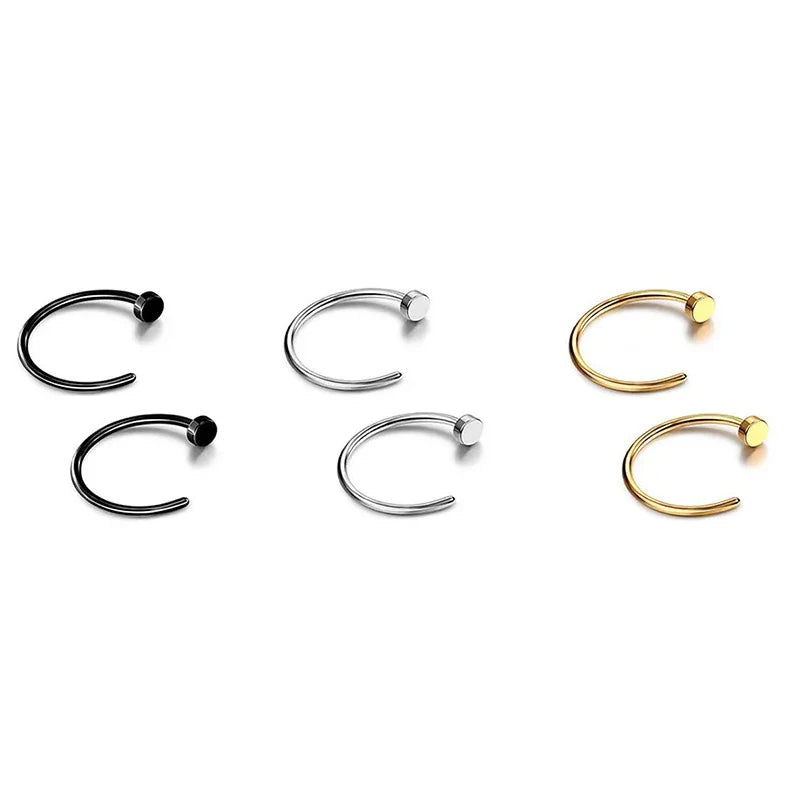 2/6 Stück Fake-Nasenringe für Damen, 316L Edelstahl Lippenringe Labret-Ring Nasenloch Hoop Piercing Ohrstecker Nasenpiercing Schmuck
