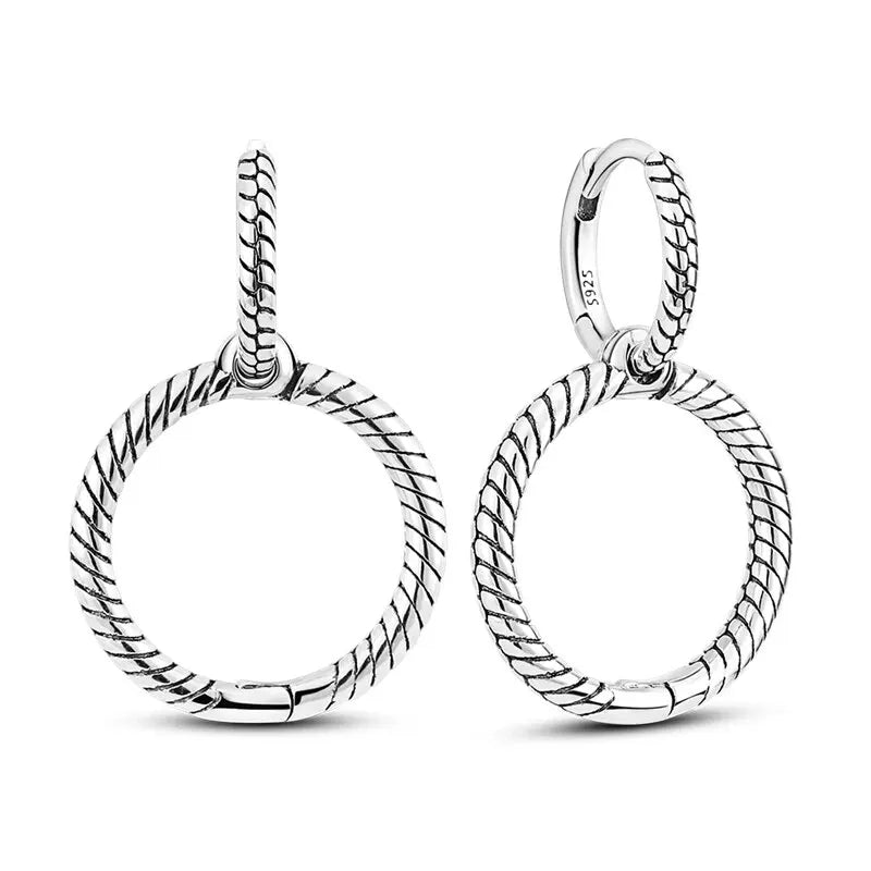 2024 neue Sterling Silber S925 Oval Doppel Ring Close Set Serpentine Ohrring Tropfen Einfache Schmuck Für Frauen Und Mädchen Party Geschenk