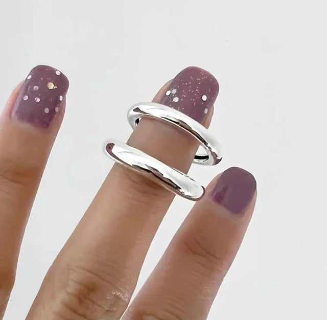 BF CLUB 925 Sterling Rings for Women Fashion Geometric Handmade Irregular Strip Ring Party Christmas Gift