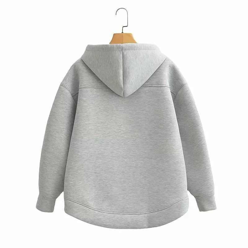 Damen Winter Vintage Reißverschluss Hoodies Sweatshirts Mode Langarm Streetwear Parkas Weibliche Oberbekleidung Koreanische Beliebte Kleidung