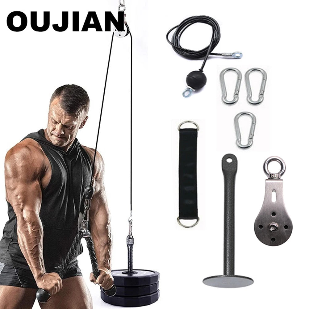 DIY Steel Wire Rope Roller Slide Suit Rotatable Weight Training Device Mute Adjustable Length Convenient Gym Sport Accessories