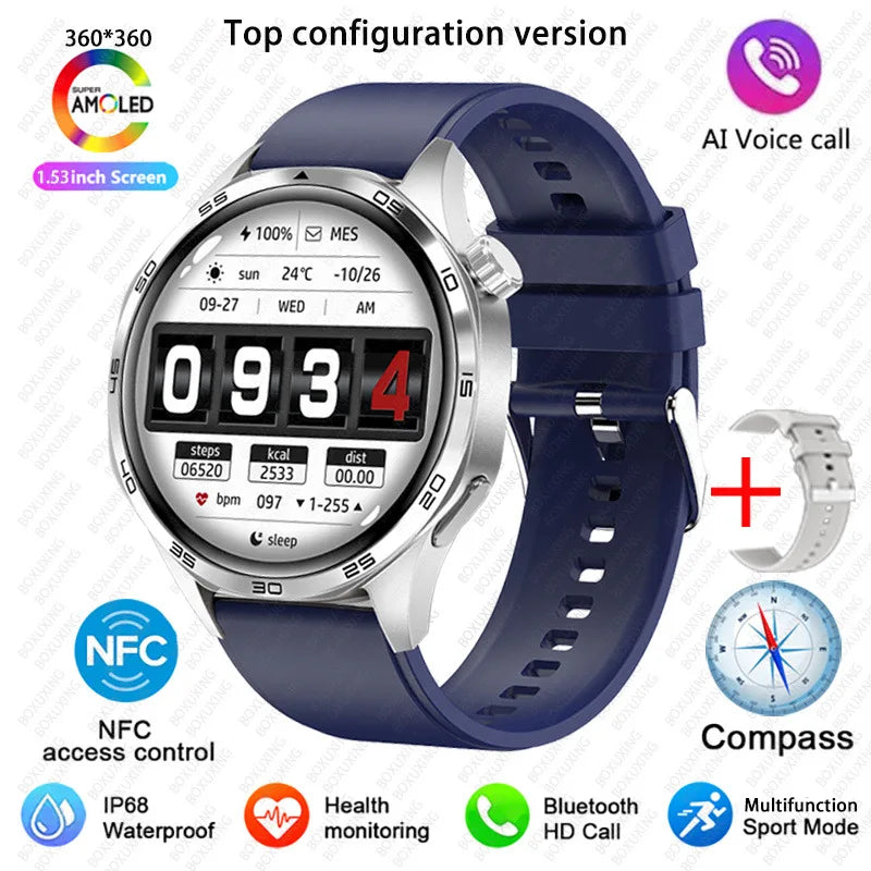 GT5 PRO Smart Watch Men Watch 5 Pro AMOLED HD Screen Bluetooth Call GPS Trajectory NFC Heart Rate Compass SmartWatches 2025 New