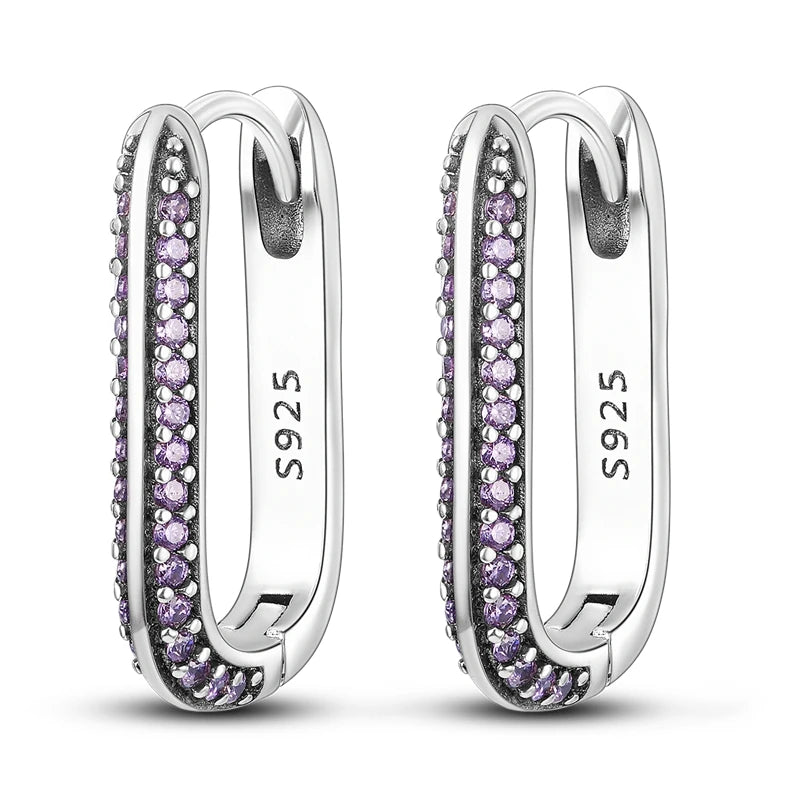 2024 NEUE 925 Sterling Silber rechteckige Creolen Intarsien Zirkon Goldene Ohrringe Für Frauen Hochzeit Geschenk Luxus Schmuck